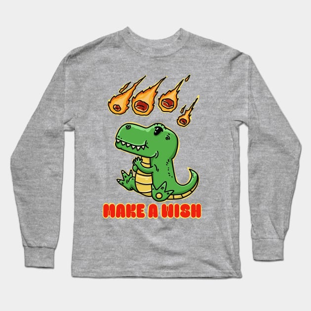 Make a Wish Dino Long Sleeve T-Shirt by RiyanRizqi